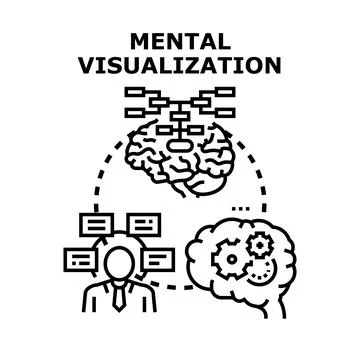 Mental visualization process developing human brain creativity Stock Illustration