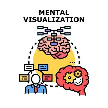 Mental visualization process developing human brain creativity Stock Illustration