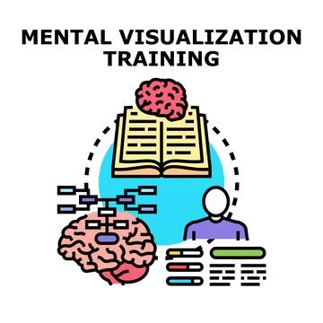 Mental visualization training and brain activity concept Illustrazione stock