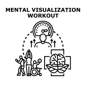 Mental visualization workout improving brain health and fitness Stock Illustration