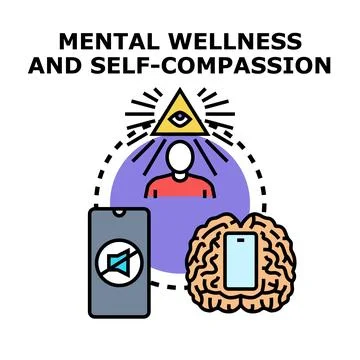 Mental wellness and self compassion concept illustration Stock Illustration