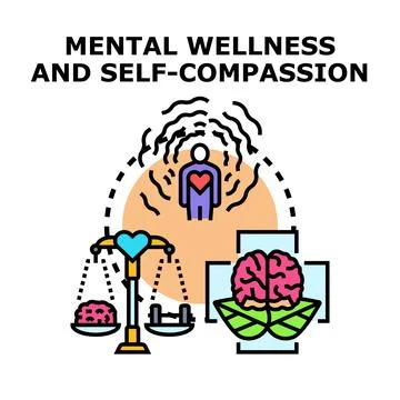 Mental wellness and self compassion concept illustration Stock Illustration