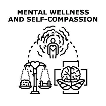Mental wellness and self compassion concept illustration Stock Illustration