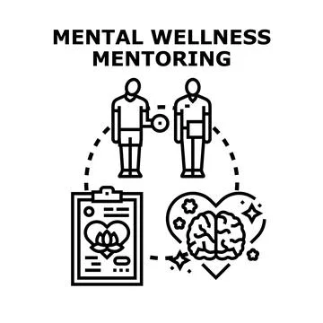 Mental wellness mentoring coaching therapy concept Stock Illustration