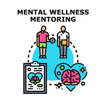 Mental wellness mentoring coaching therapy concept Stock Illustration