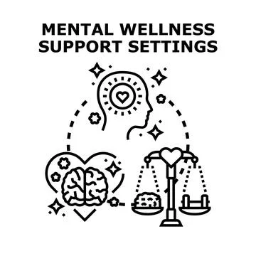 Mental wellness support settings for brain health balance イラスト素材
