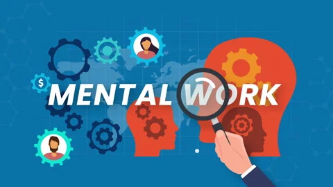Mental work concept animation.gears and Silhouette of a human head. Stock Footage 280133883