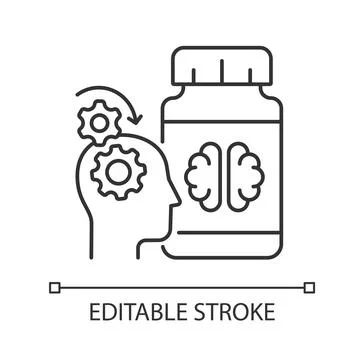 Mental work supplements linear icon Stock Illustration