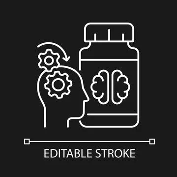 Mental work supplements white linear icon for dark theme 스톡 일러스트