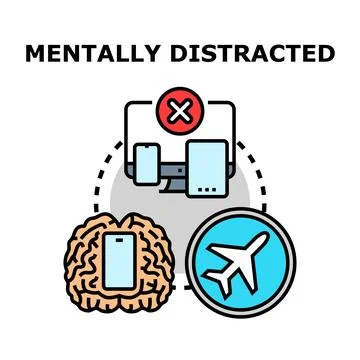 Mentally distracted brain overloaded with digital information Illustrazione stock