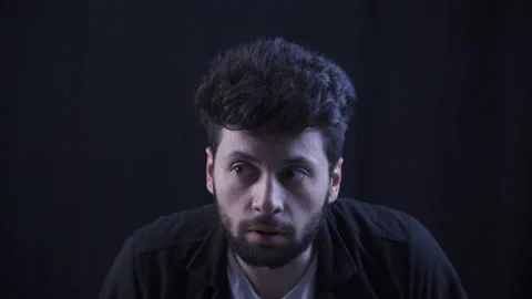 Mentally ill man is afraid. Video stock 222496989