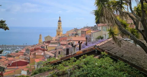 Menton Over Rooftops Stock Footage 151033555