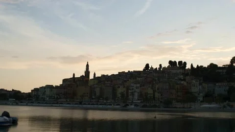 Menton port Sunset Video stock 139055252