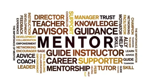 Mentor animated word cloud,animation tag text kinetic typography seamless loop. Stock Footage 310054701