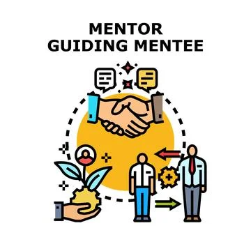 Mentor guiding mentee in professional development journey Stock Illustration