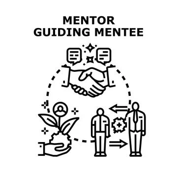 Mentor guiding mentee in professional development journey Stock Illustration