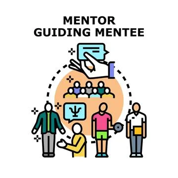 Mentor guiding mentees in professional development and coaching Stock Illustration