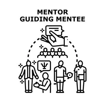 Mentor guiding mentees in professional development and coaching Stock Illustration