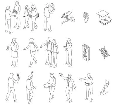 Mentor icons set vector outline Stock Illustration