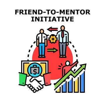 Mentor initiative helping business growth and career development Stock Illustration