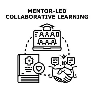 Mentor led collaborative learning concept illustration Stock Illustration