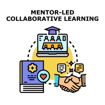 Mentor led collaborative learning concept illustration Stock Illustration