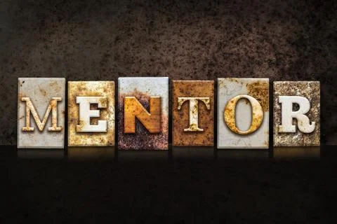 Mentor Letterpress Concept on Dark Background Illustrazione stock