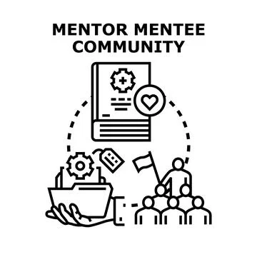 Mentor mentee community forming successful partnership Stock Illustration