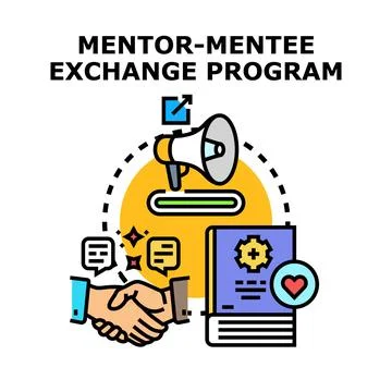 Mentor mentee exchange program building partnerships Stock Illustration