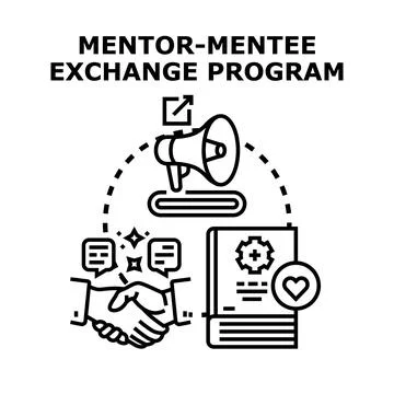 Mentor mentee exchange program building partnerships Stock Illustration