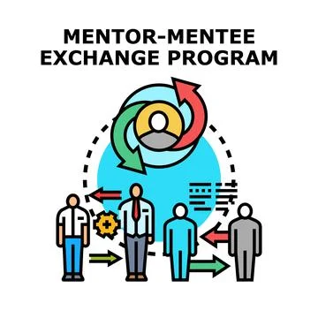 Mentor mentee exchange program concept illustration Stock Illustration