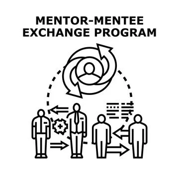Mentor mentee exchange program concept illustration Stock Illustration