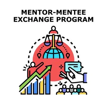 Mentor mentee exchange program developing global skills Stock Illustration