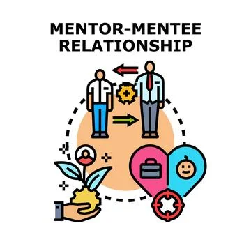 Mentor mentee relationship concept of career growth Stock Illustration