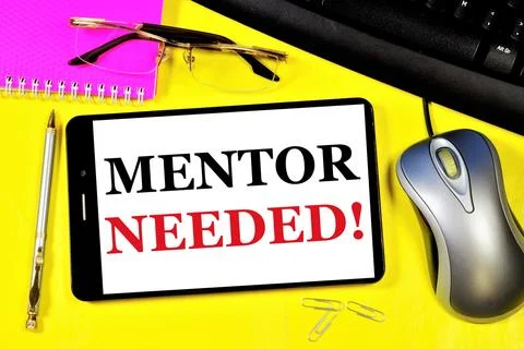 Mentor needed. Text on the smartphone screen. Stock Photos