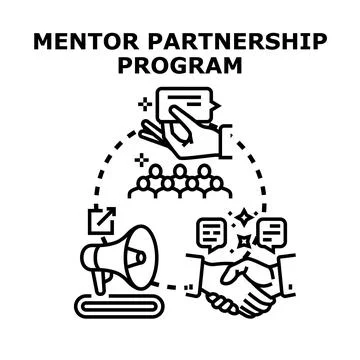 Mentor partnership program connecting people through communication Illustration