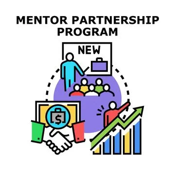 Mentor partnership program developing business growth concept Illustration