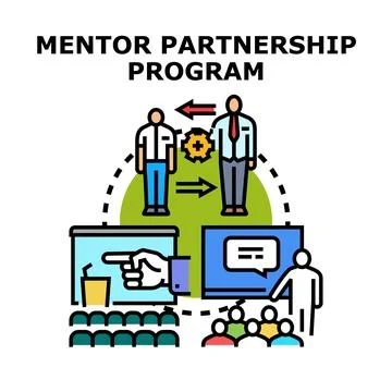 Mentor partnership program developing professional skills Stock Illustration