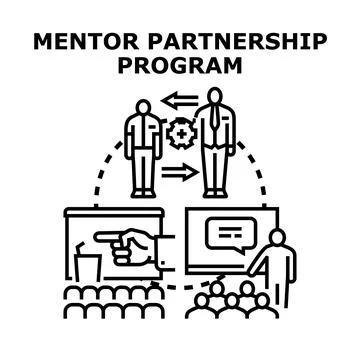 Mentor partnership program developing professional skills Stock Illustration