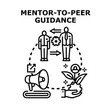 Mentor to peer guidance and development concept Stock Illustration