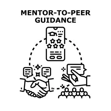 Mentor to peer guidance community offering online support service Ilustração Stock