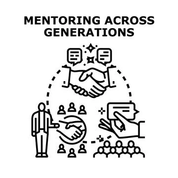 Mentoring across generations sharing knowledge and experience 스톡 일러스트