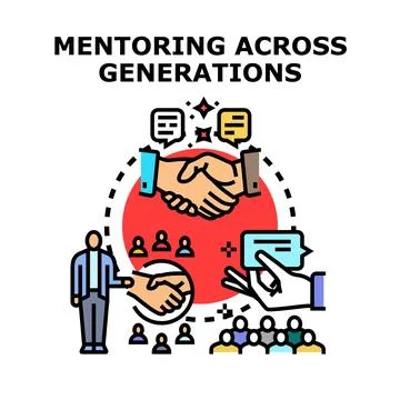 Mentoring across generations sharing knowledge and experience Stock Illustration