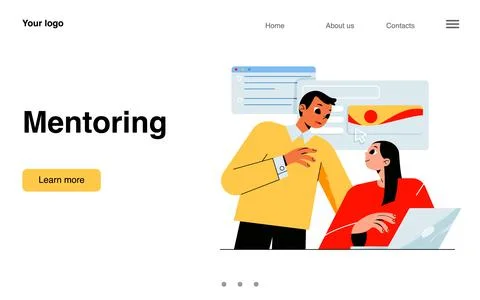 Mentoring banner with business coach and employee Stock Illustration