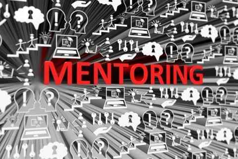 MENTORING concept blurred background 3d render illustration Stock Illustration