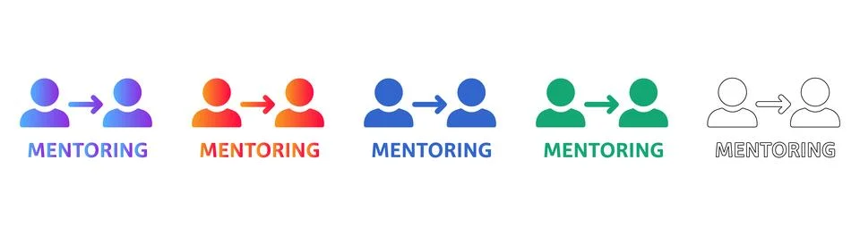 Mentoring Concept Icons Set Stock Illustration