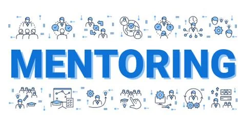 Mentoring concept. Word, icons composition banner Stock Illustration