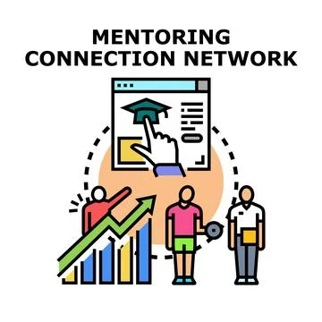 Mentoring connection network facilitating professional growth knowledge Stock Illustration