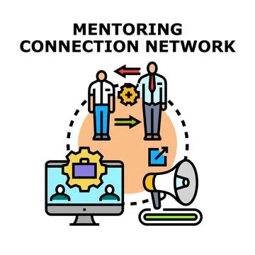 Mentoring connection network planning business development Illustrazione stock