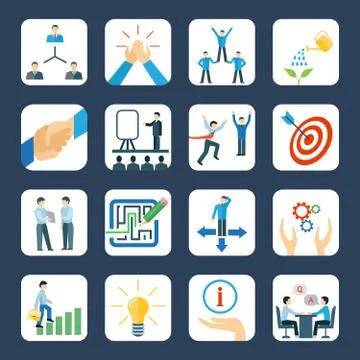 Mentoring flat icons set Stock Illustration